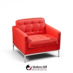 florence knoll mid century relaxed cube club lounge chairs - pair