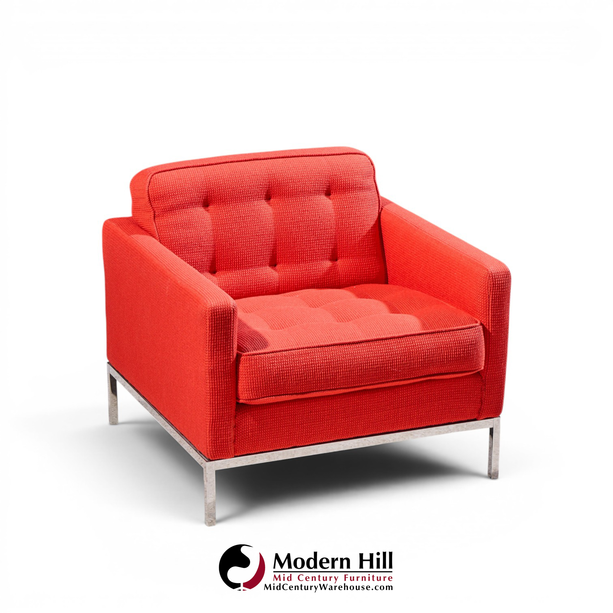florence knoll mid century relaxed cube club lounge chairs - pair
