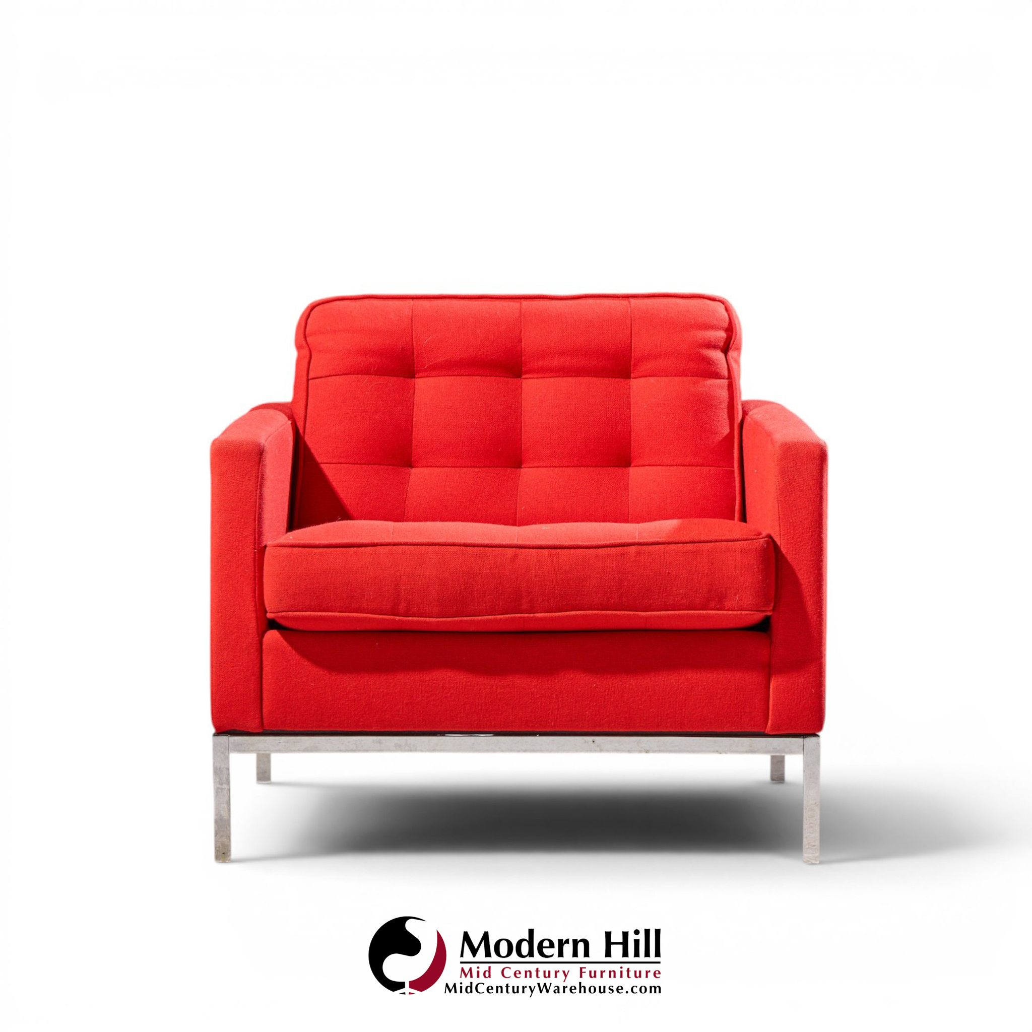 florence knoll mid century relaxed cube club lounge chairs - pair