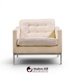 florence knoll mid century relaxed cube club lounge chairs - pair