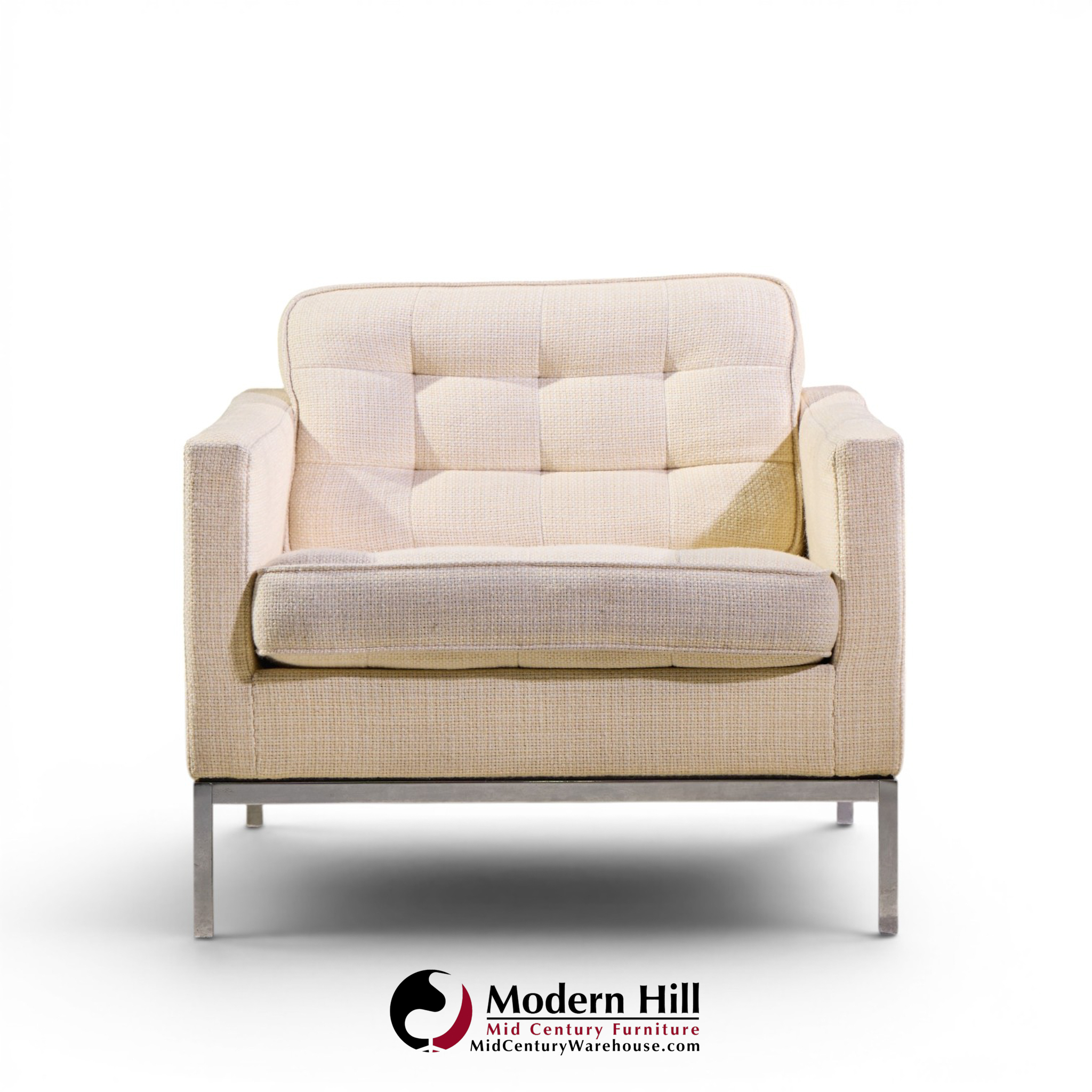 florence knoll mid century relaxed cube club lounge chairs - pair