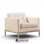 florence knoll mid century relaxed cube club lounge chairs - pair
