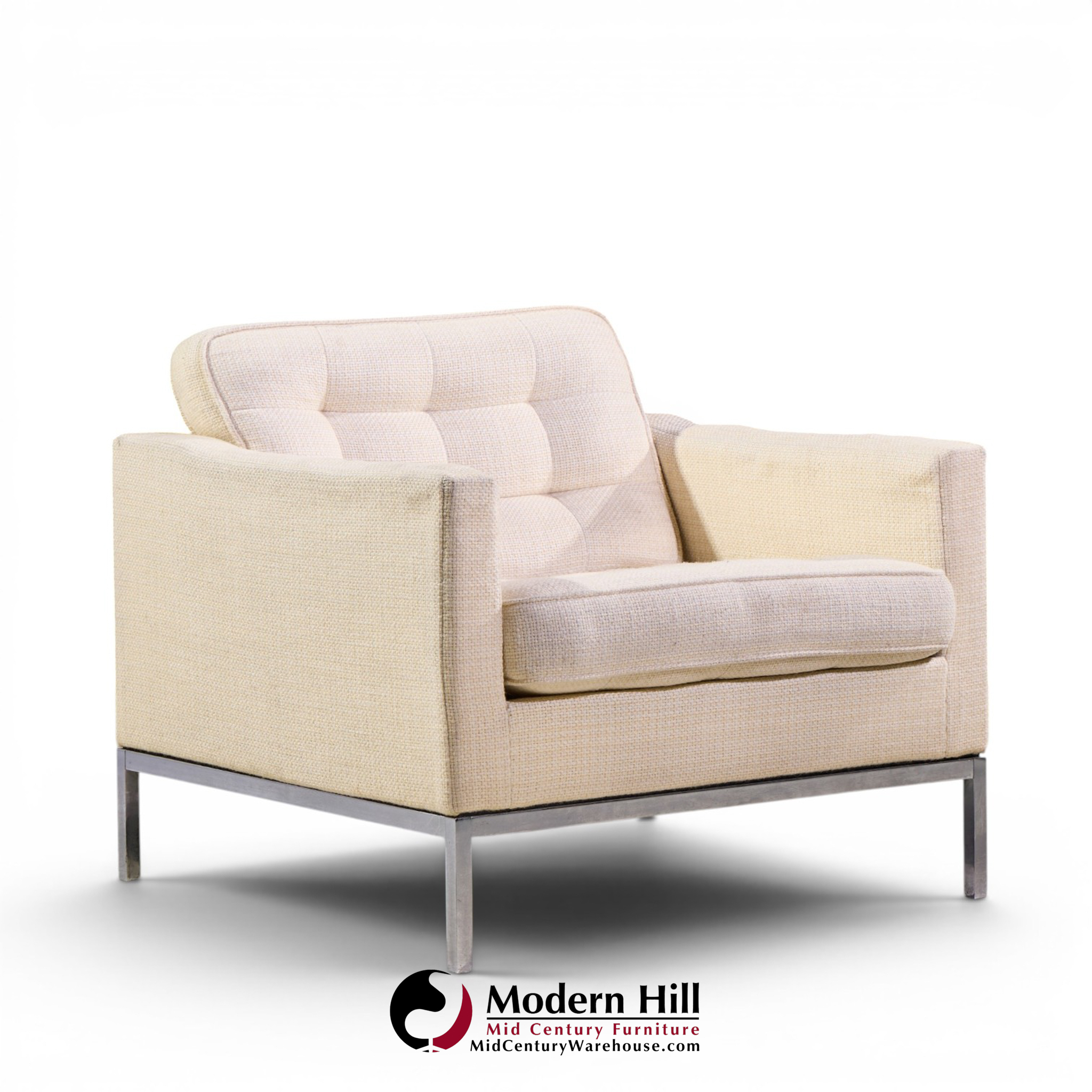 florence knoll mid century relaxed cube club lounge chairs - pair