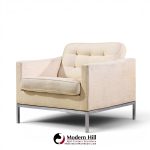 florence knoll mid century relaxed cube club lounge chairs - pair