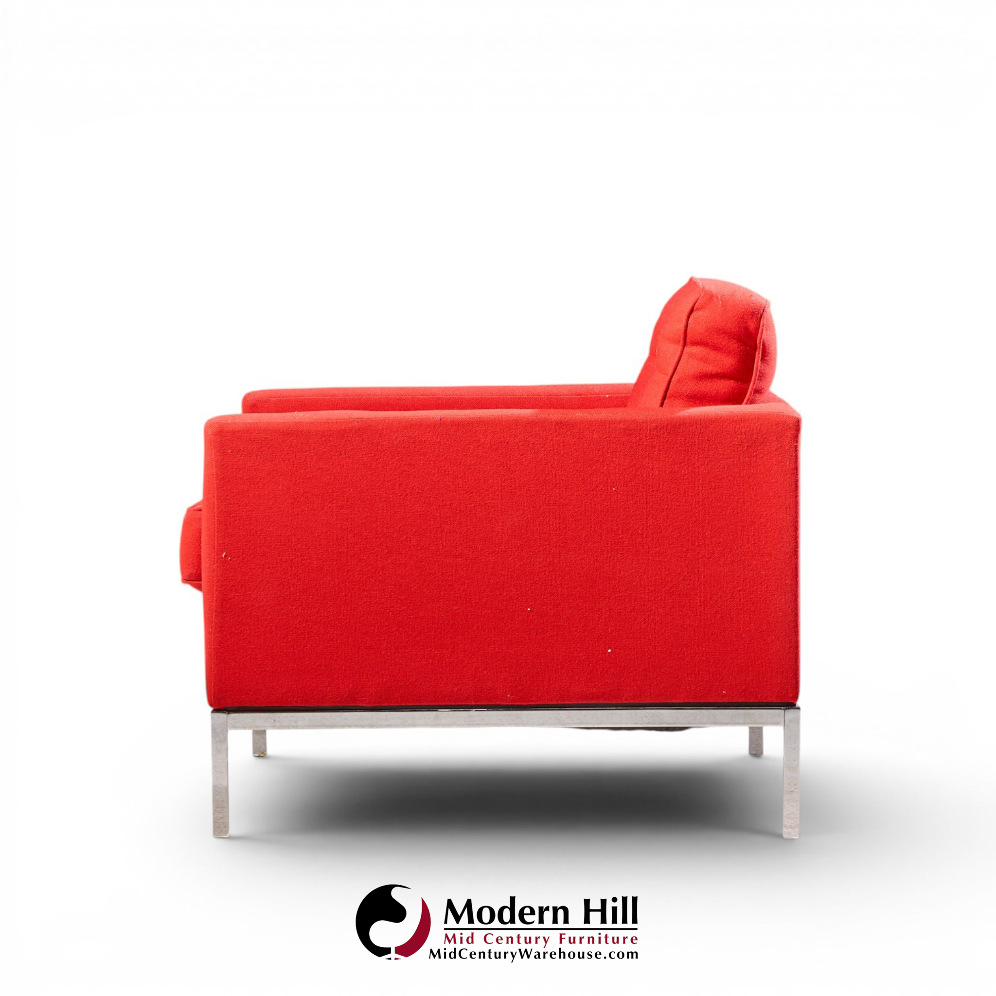 florence knoll mid century relaxed cube club lounge chairs - pair
