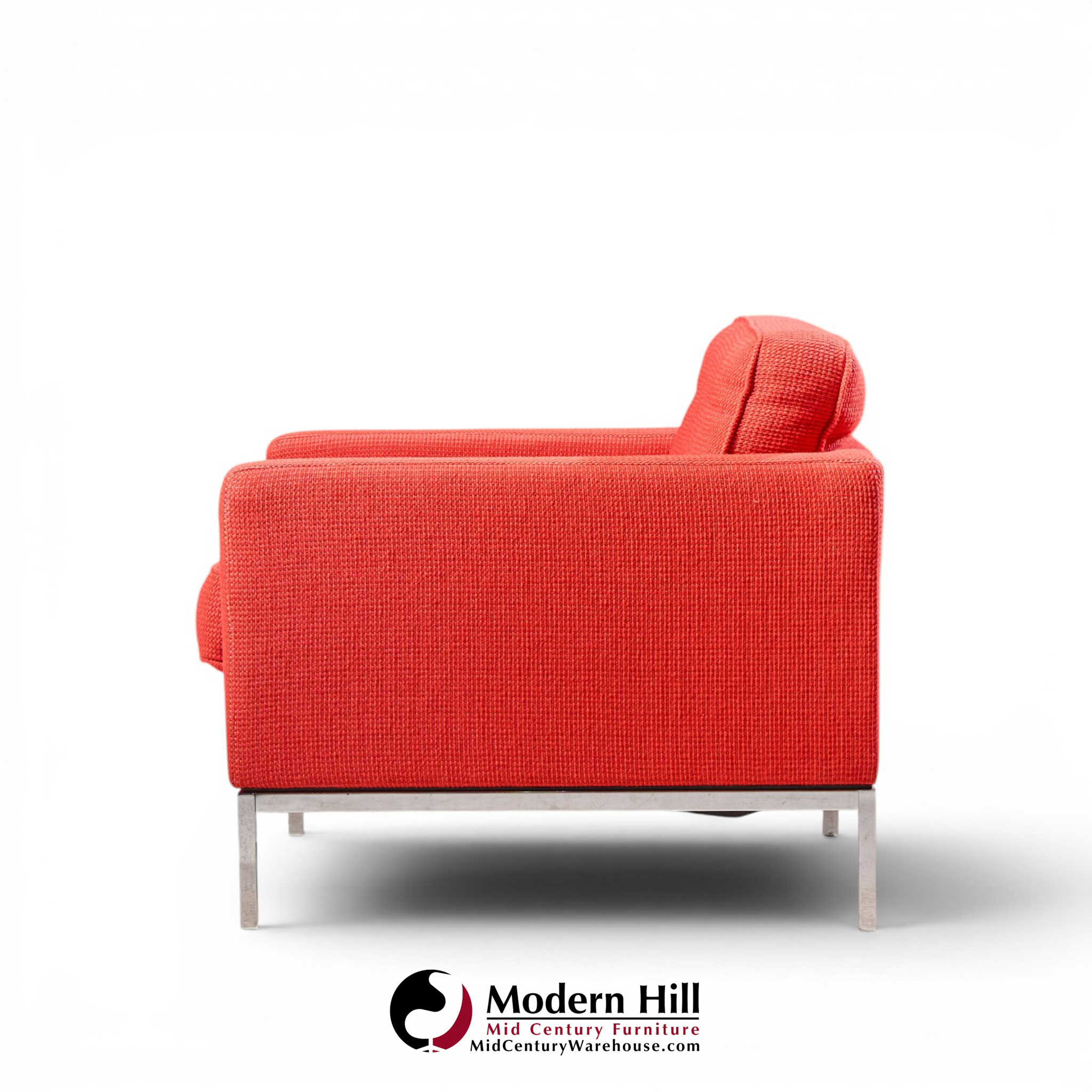 florence knoll mid century relaxed cube club lounge chairs - pair