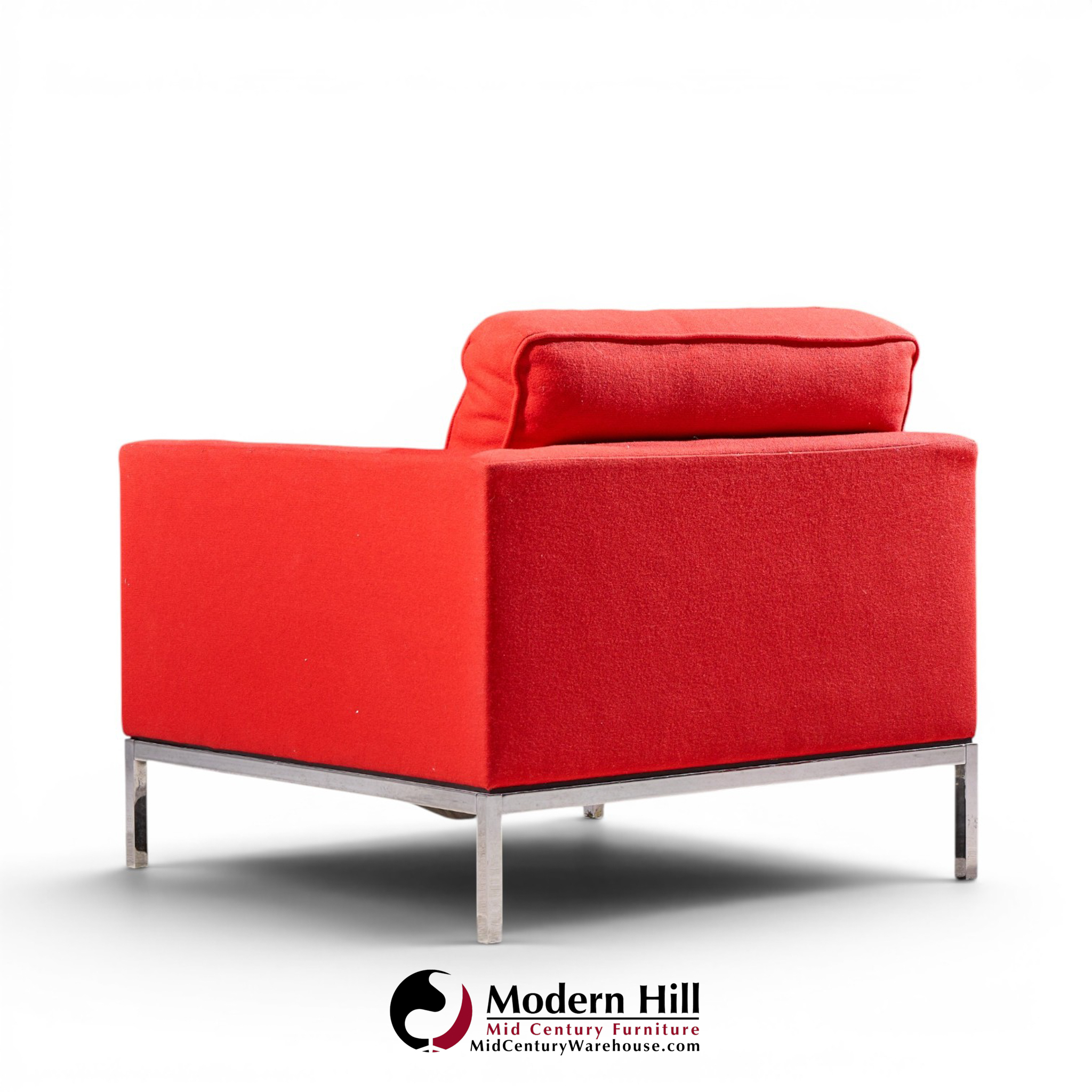 florence knoll mid century relaxed cube club lounge chairs - pair