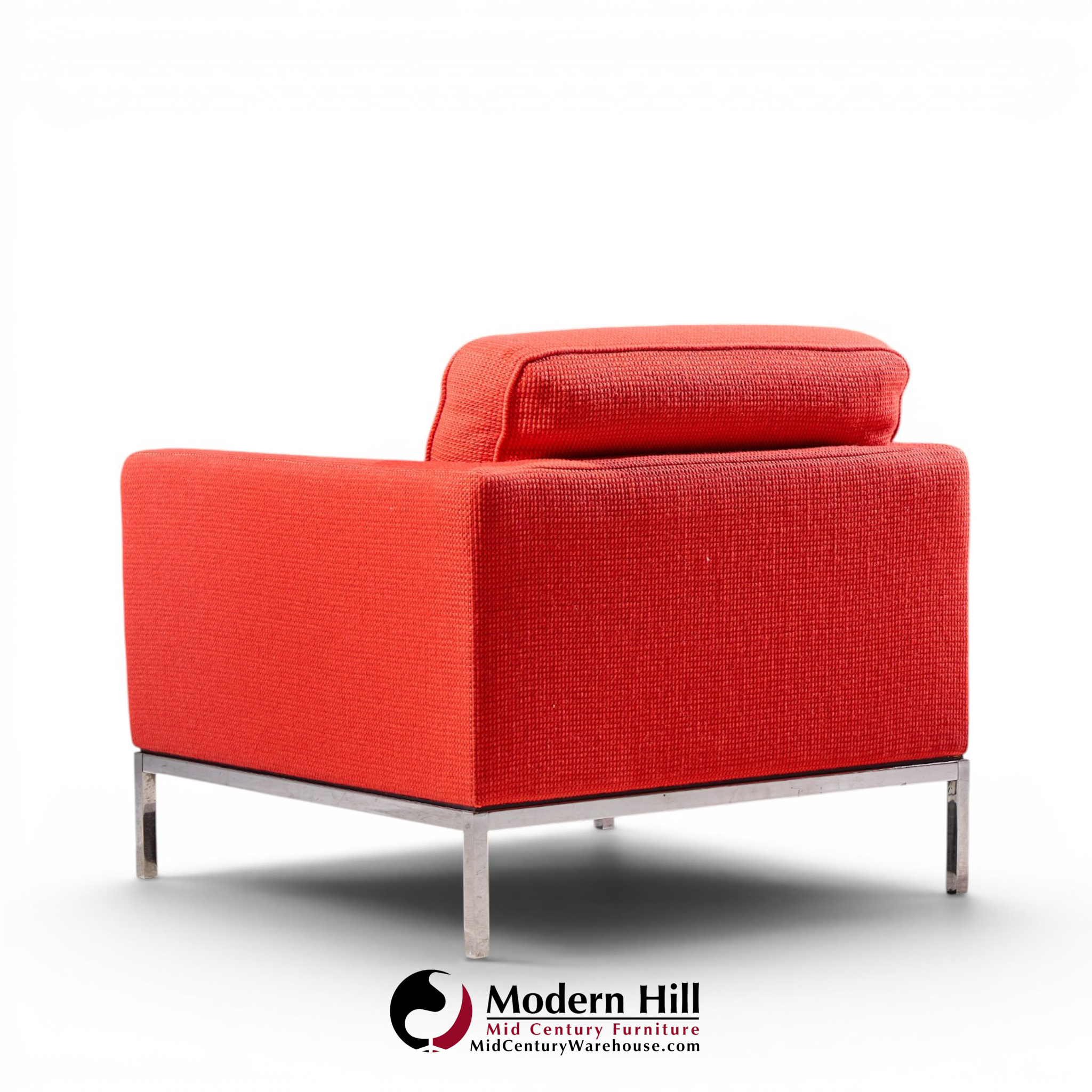 florence knoll mid century relaxed cube club lounge chairs - pair