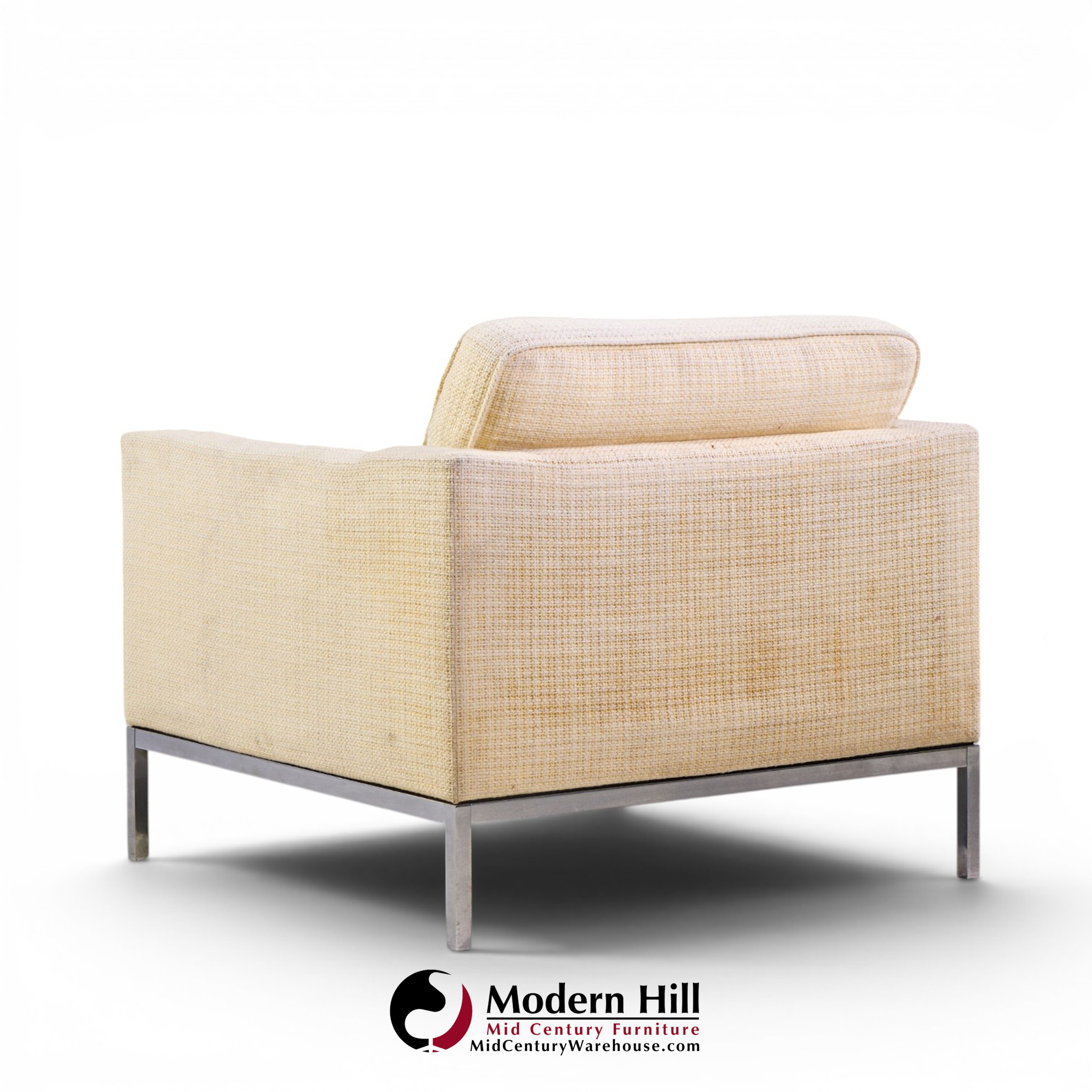 florence knoll mid century relaxed cube club lounge chairs - pair