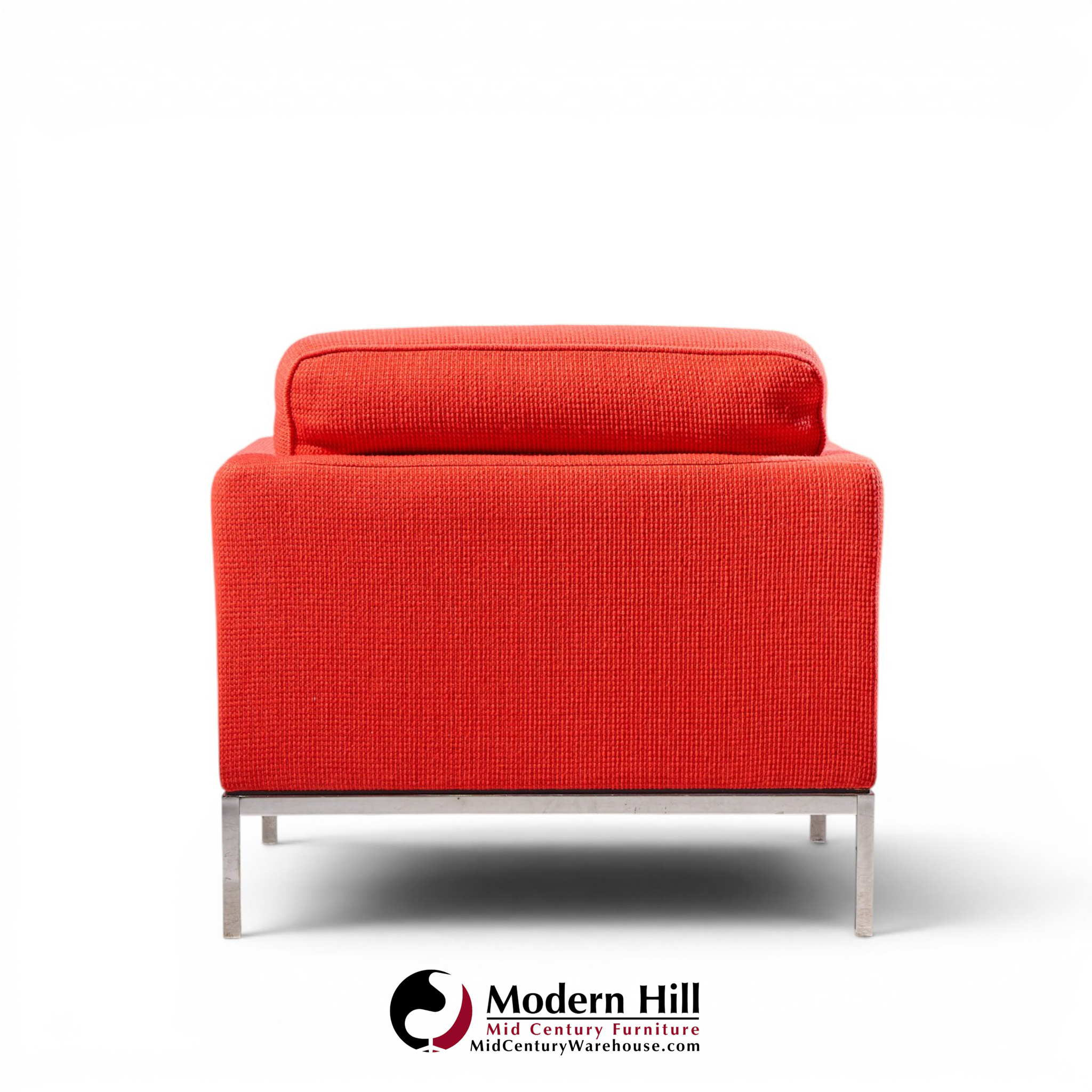 florence knoll mid century relaxed cube club lounge chairs - pair