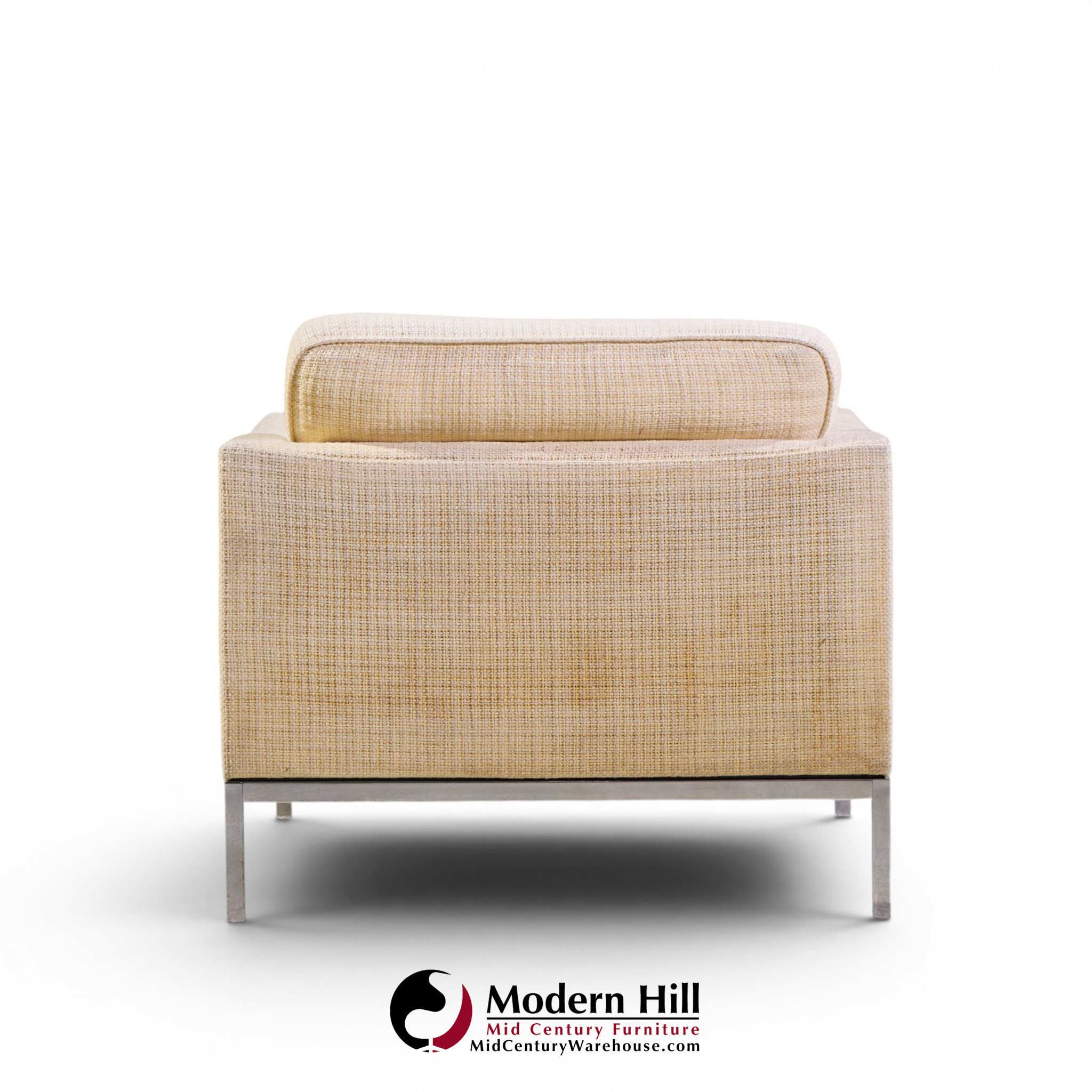 florence knoll mid century relaxed cube club lounge chairs - pair