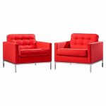 florence knoll mid century relaxed cube club lounge chairs - pair