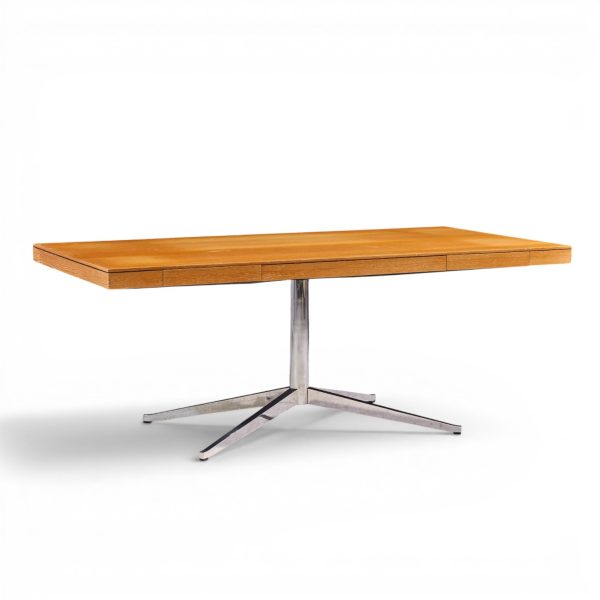 florence knoll mid century walnut and chrome partner desk