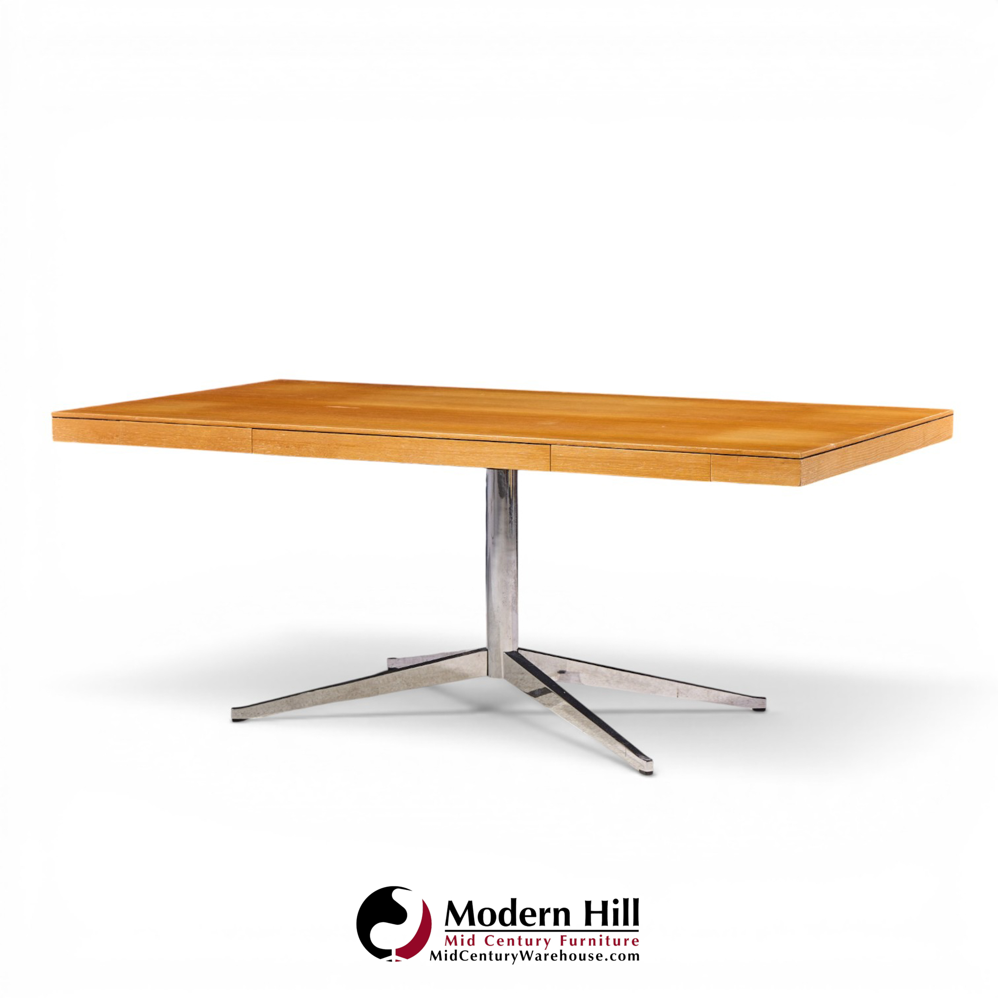 florence knoll mid century walnut and chrome partner desk