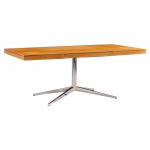 florence knoll mid century walnut and chrome partner desk