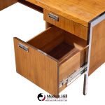 florence knoll style mid century chrome and walnut executive desk