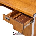 florence knoll style mid century chrome and walnut executive desk