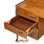 florence knoll style mid century chrome and walnut executive desk