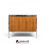 florence knoll style mid century chrome and walnut executive desk