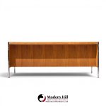 florence knoll style mid century chrome and walnut executive desk