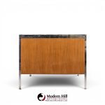 florence knoll style mid century chrome and walnut executive desk