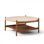 folke ohlsson for dux style mid century teak and travertine top coffee table