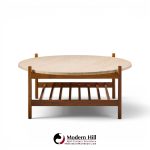 folke ohlsson for dux style mid century teak and travertine top coffee table