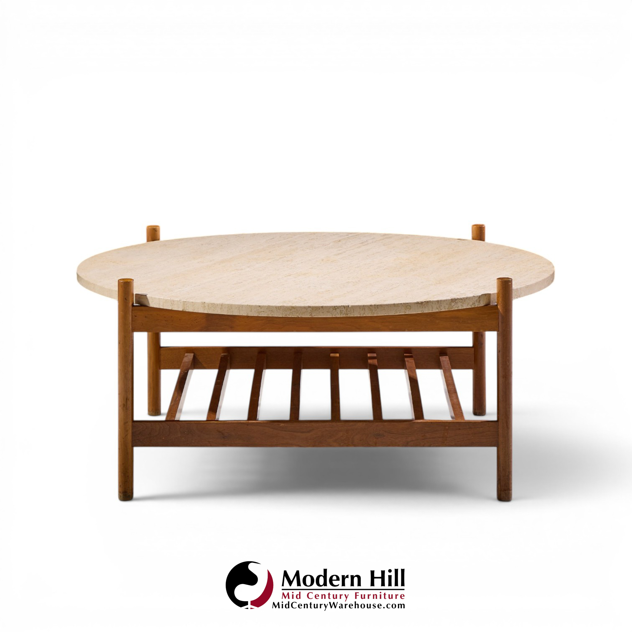folke ohlsson for dux style mid century teak and travertine top coffee table