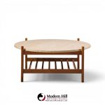 folke ohlsson for dux style mid century teak and travertine top coffee table