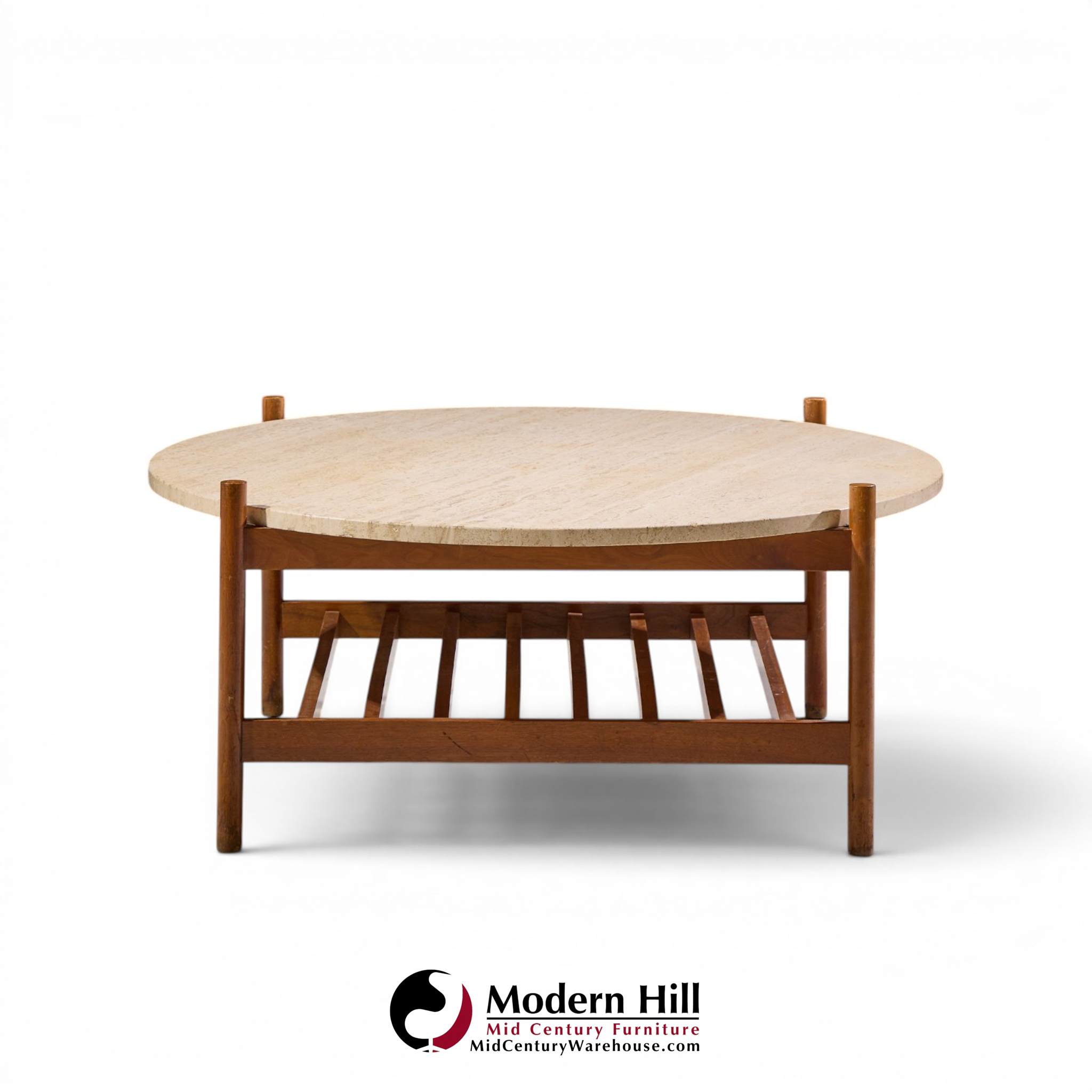 folke ohlsson for dux style mid century teak and travertine top coffee table