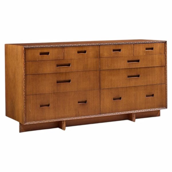 frank lloyd wright for henredon taliesin mid century 10 drawer mahogany lowboy dresser