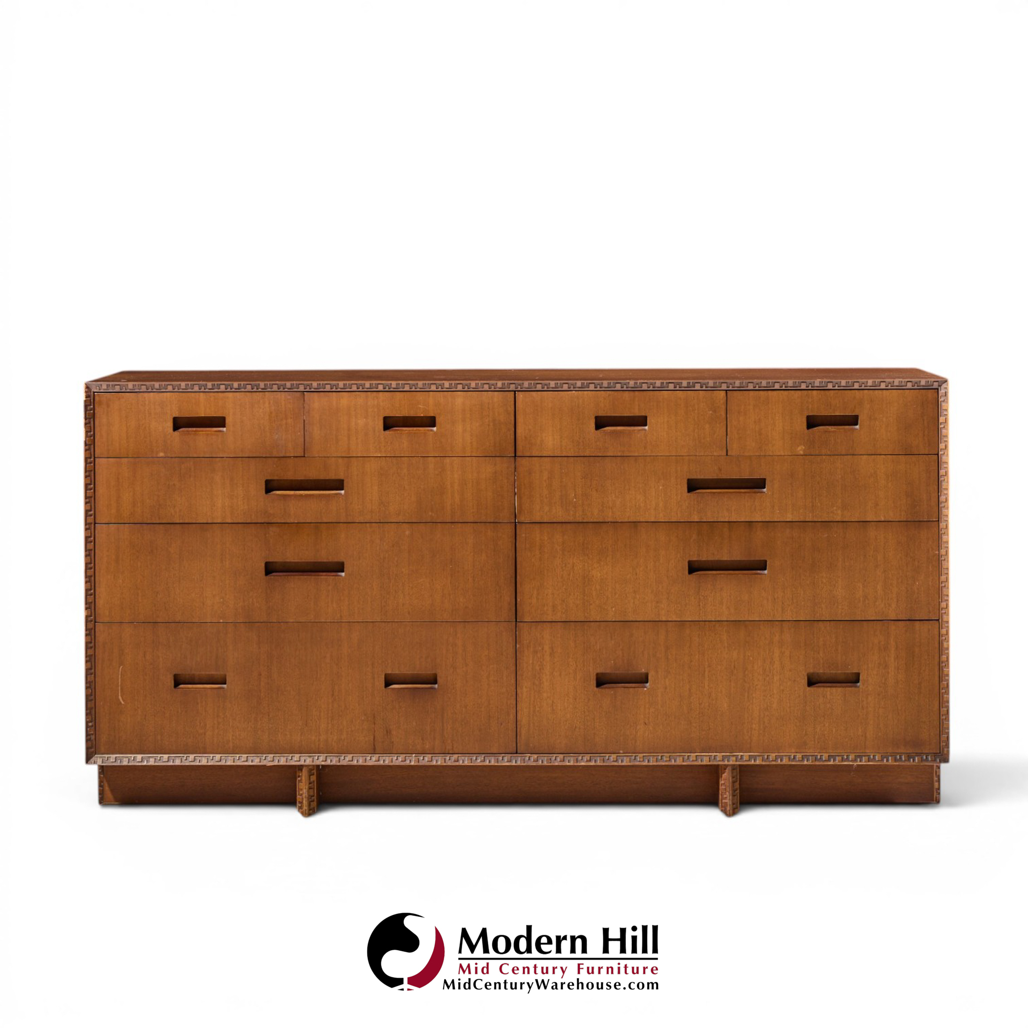 frank lloyd wright for henredon taliesin mid century 10 drawer mahogany lowboy dresser