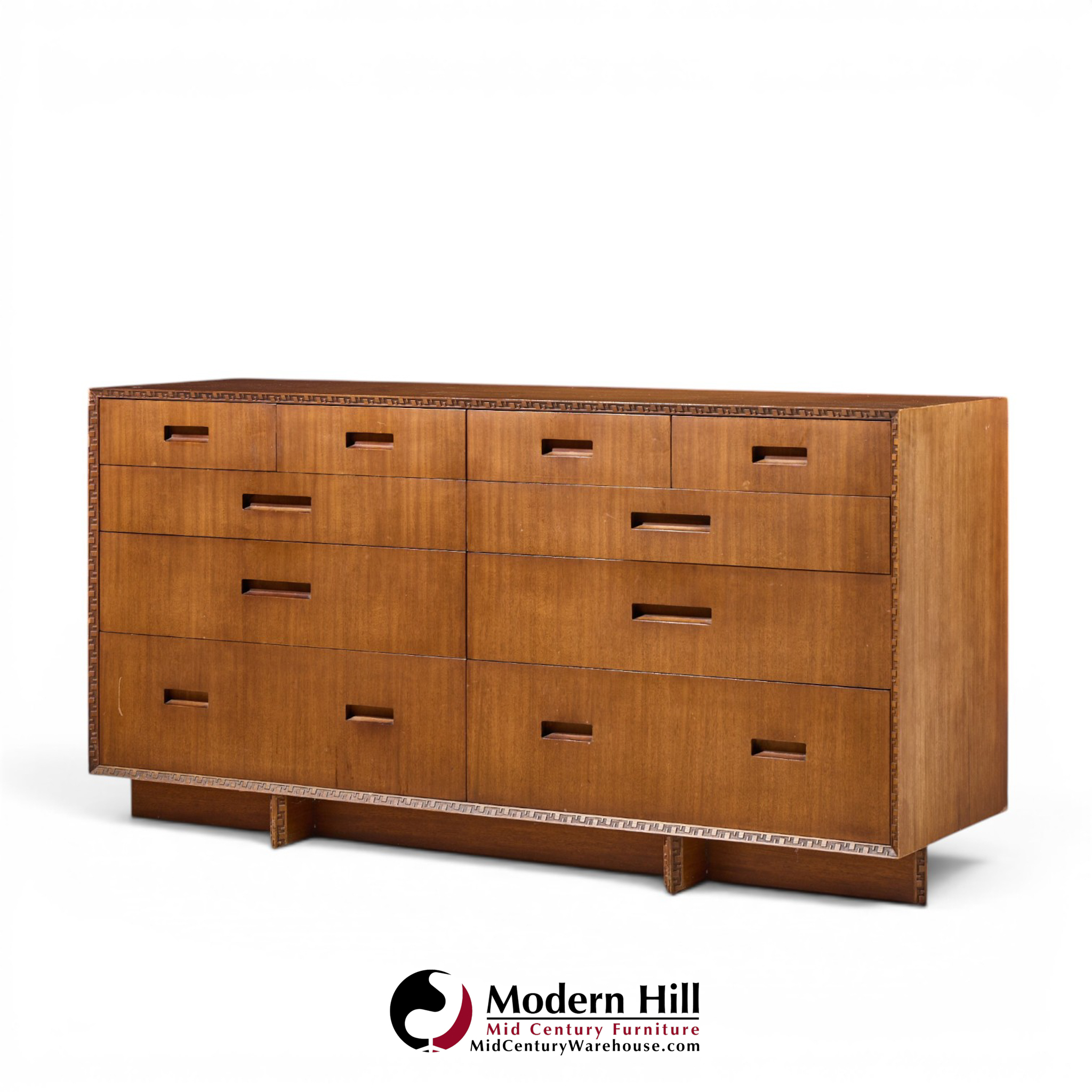 frank lloyd wright for henredon taliesin mid century 10 drawer mahogany lowboy dresser