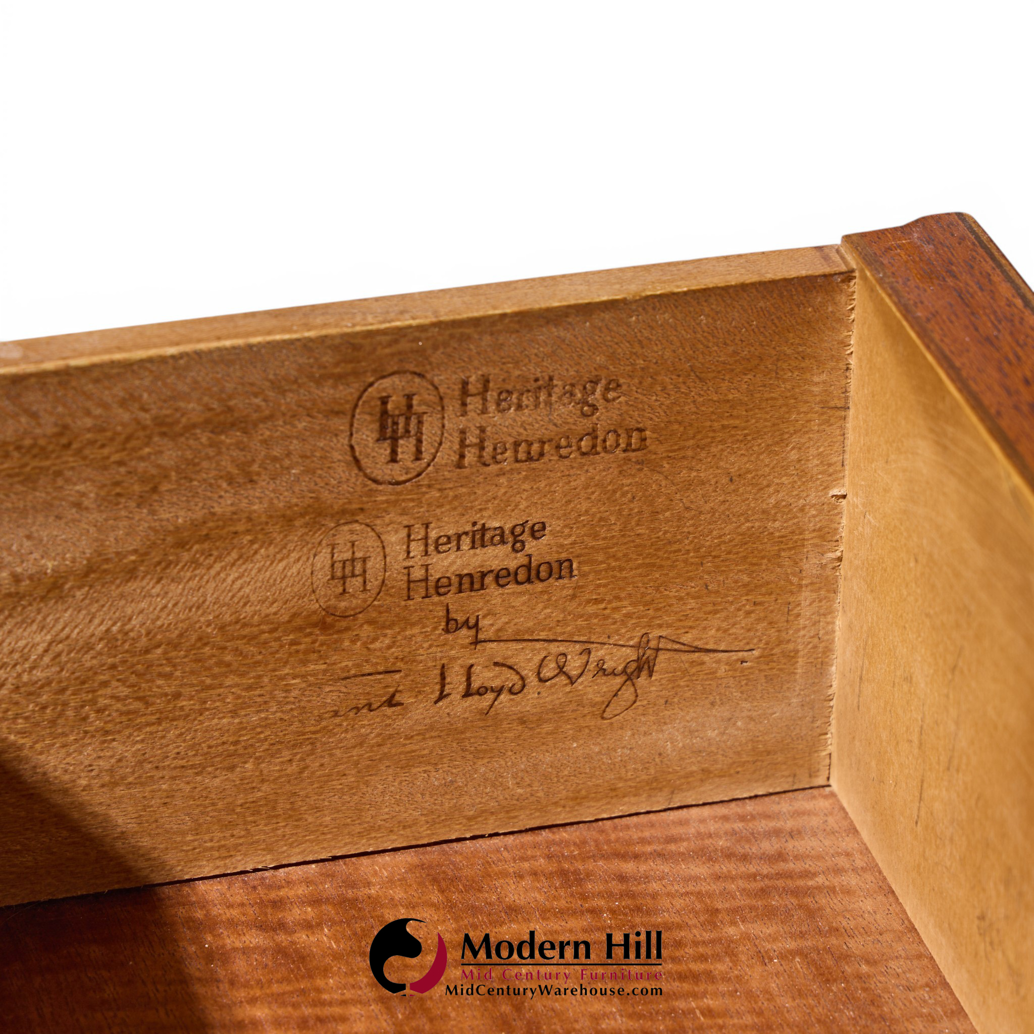 frank lloyd wright for henredon taliesin mid century mahogany nightstands - pair