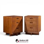 frank lloyd wright for henredon taliesin mid century mahogany nightstands - pair