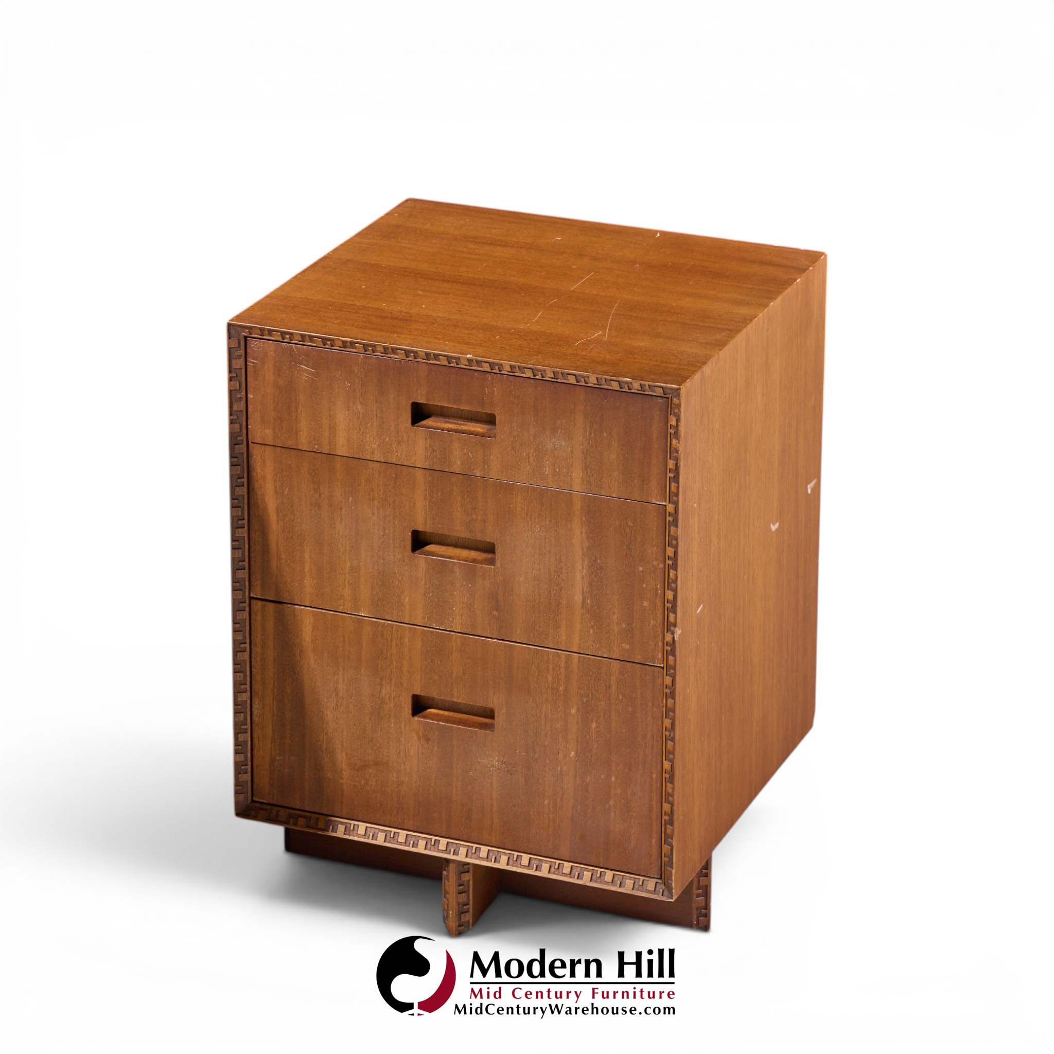frank lloyd wright for henredon taliesin mid century mahogany nightstands - pair
