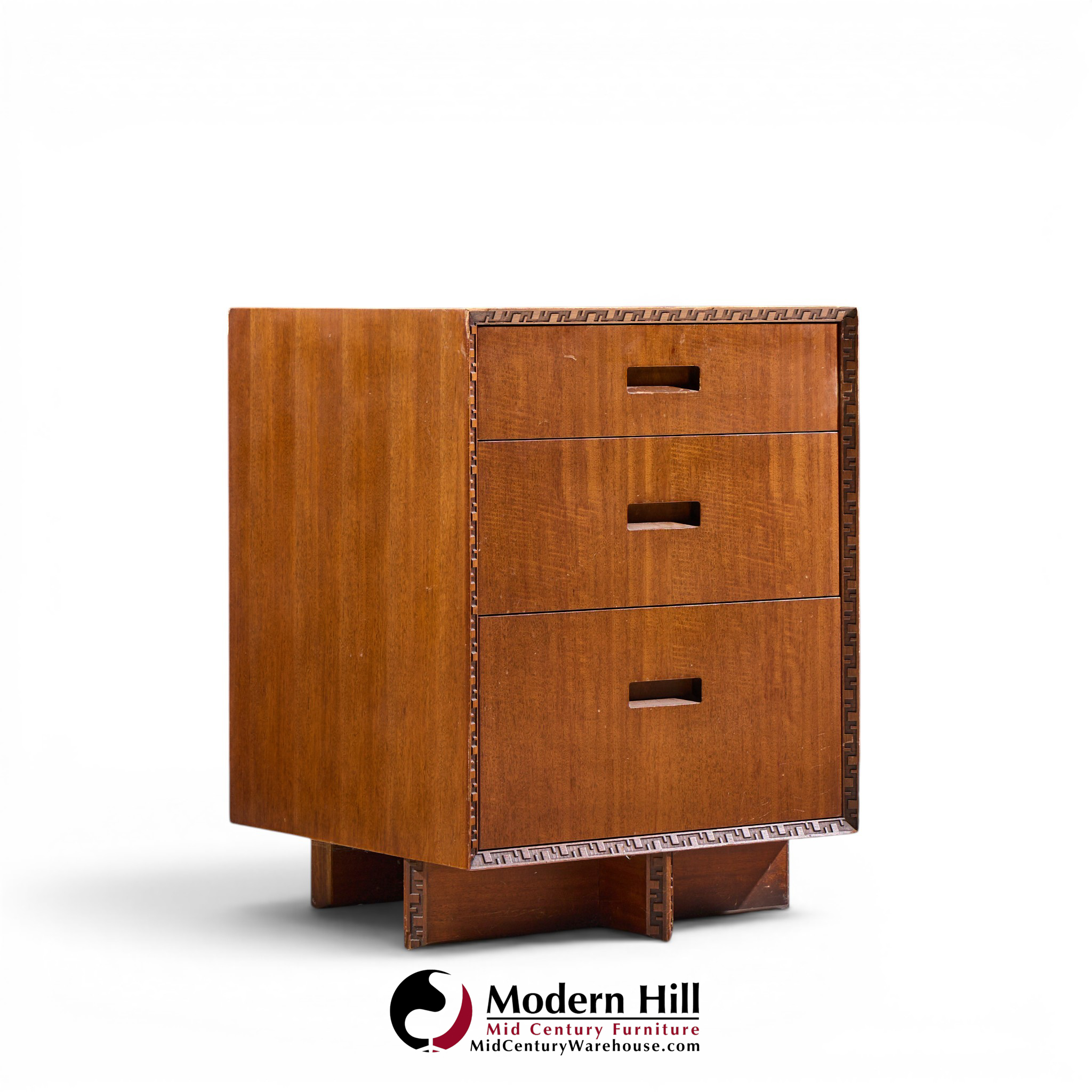 frank lloyd wright for henredon taliesin mid century mahogany nightstands - pair