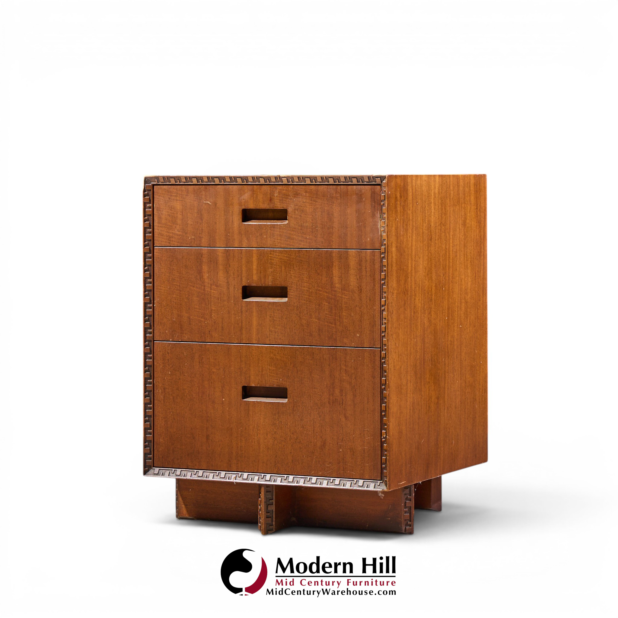 frank lloyd wright for henredon taliesin mid century mahogany nightstands - pair