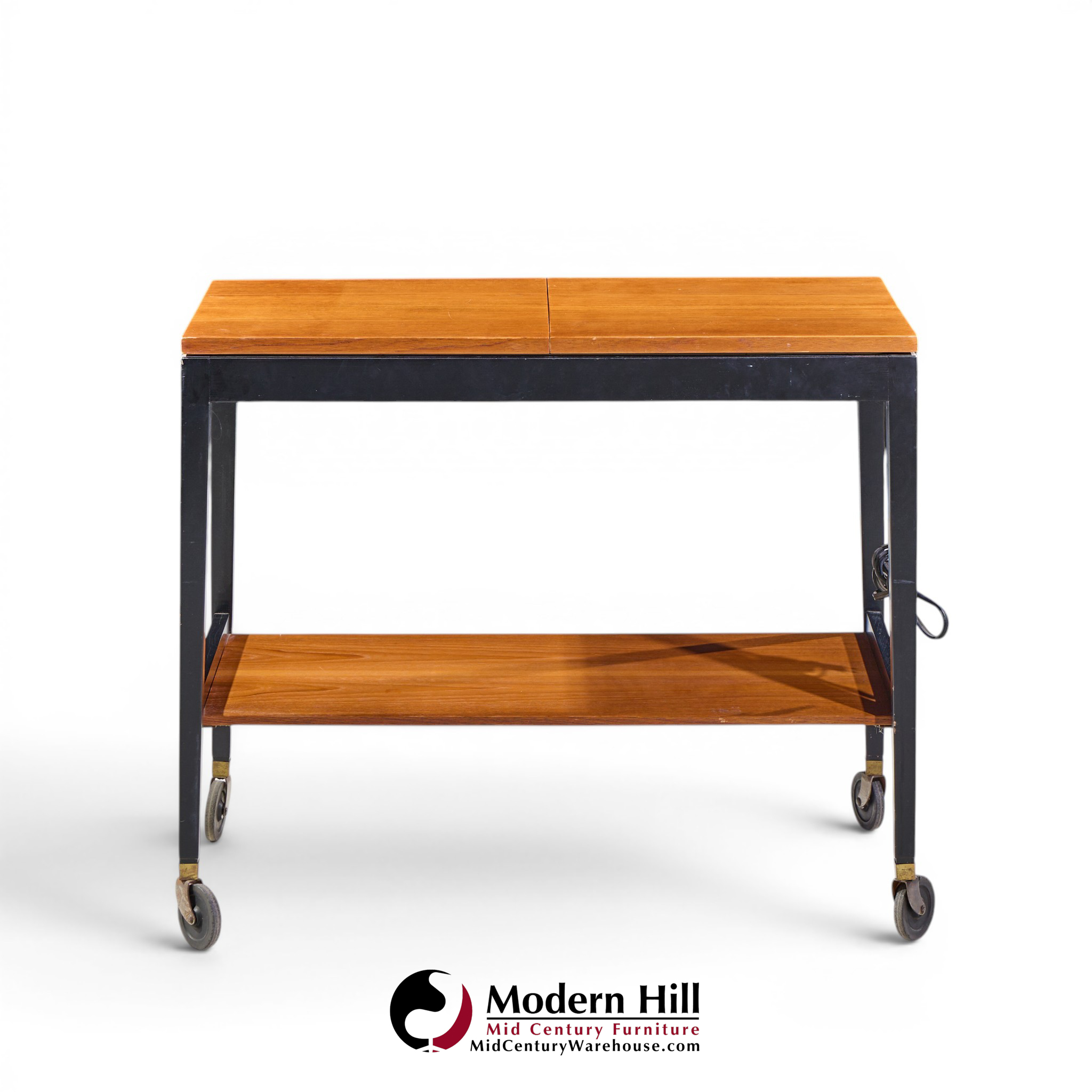 george nelson for herman miller mid century walnut server bar cart