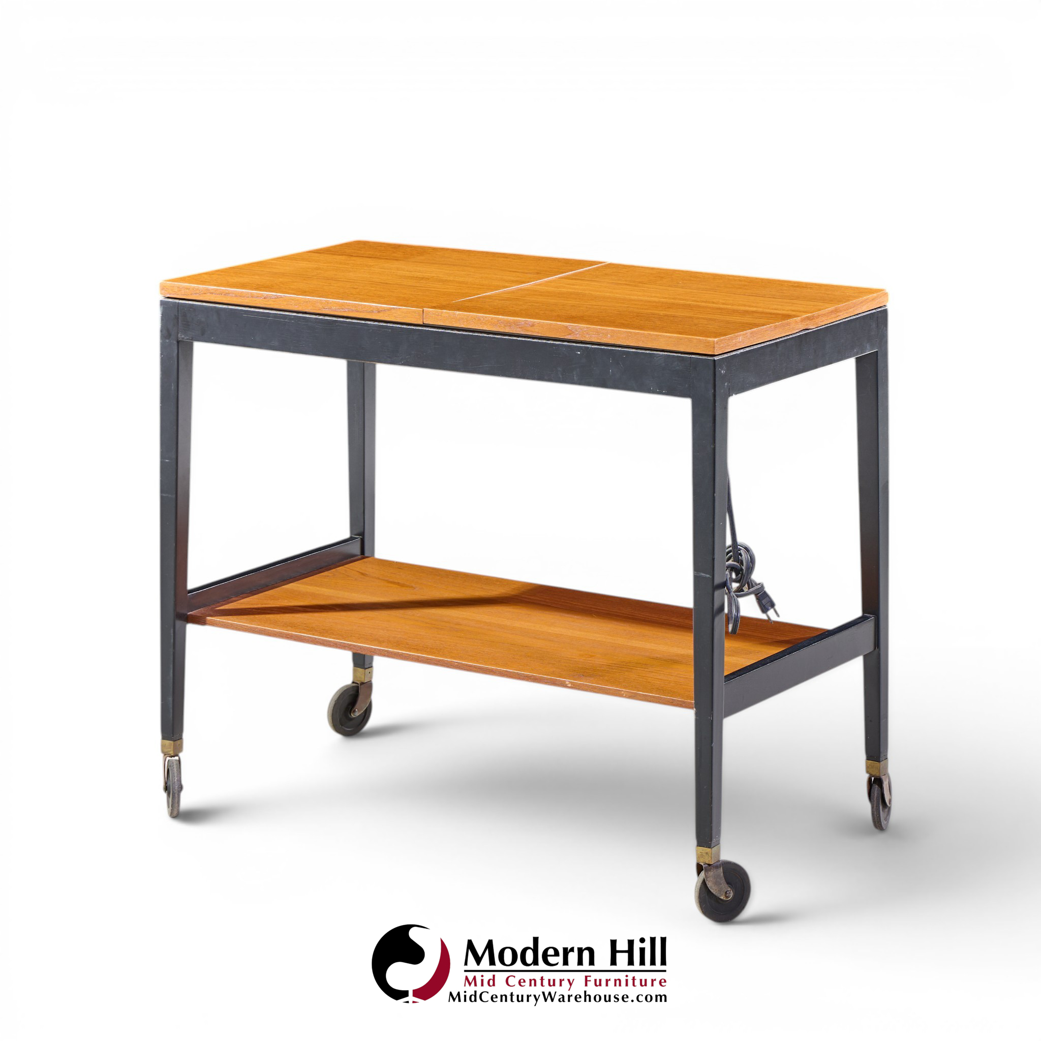 george nelson for herman miller mid century walnut server bar cart
