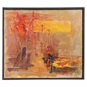 hans gustav burkhardt mid century 1969 signed abstract original oil painting