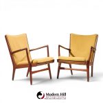 hans wegner ap-16 mid century danish teak lounge chairs - pair