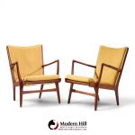 hans wegner ap-16 mid century danish teak lounge chairs - pair