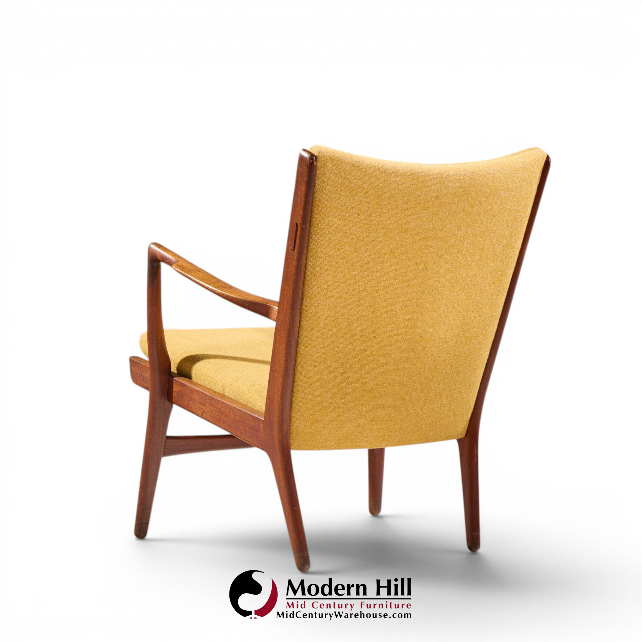 hans wegner ap-16 mid century danish teak lounge chairs - pair