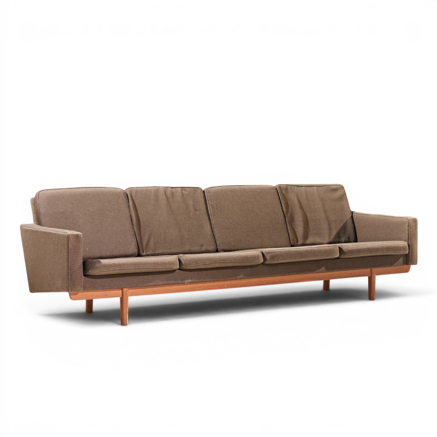 hans wegner style mid century danish teak 4 seater sofa