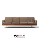 hans wegner style mid century danish teak 4 seater sofa