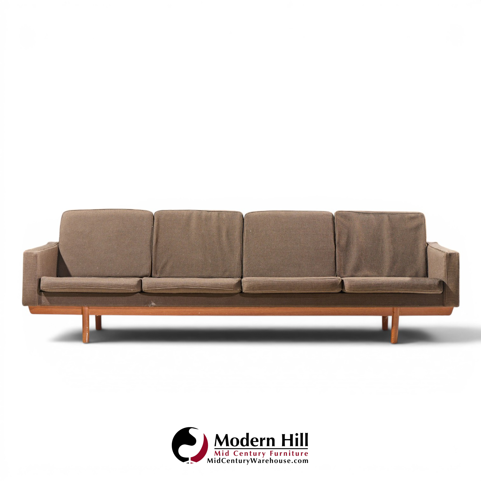 hans wegner style mid century danish teak 4 seater sofa