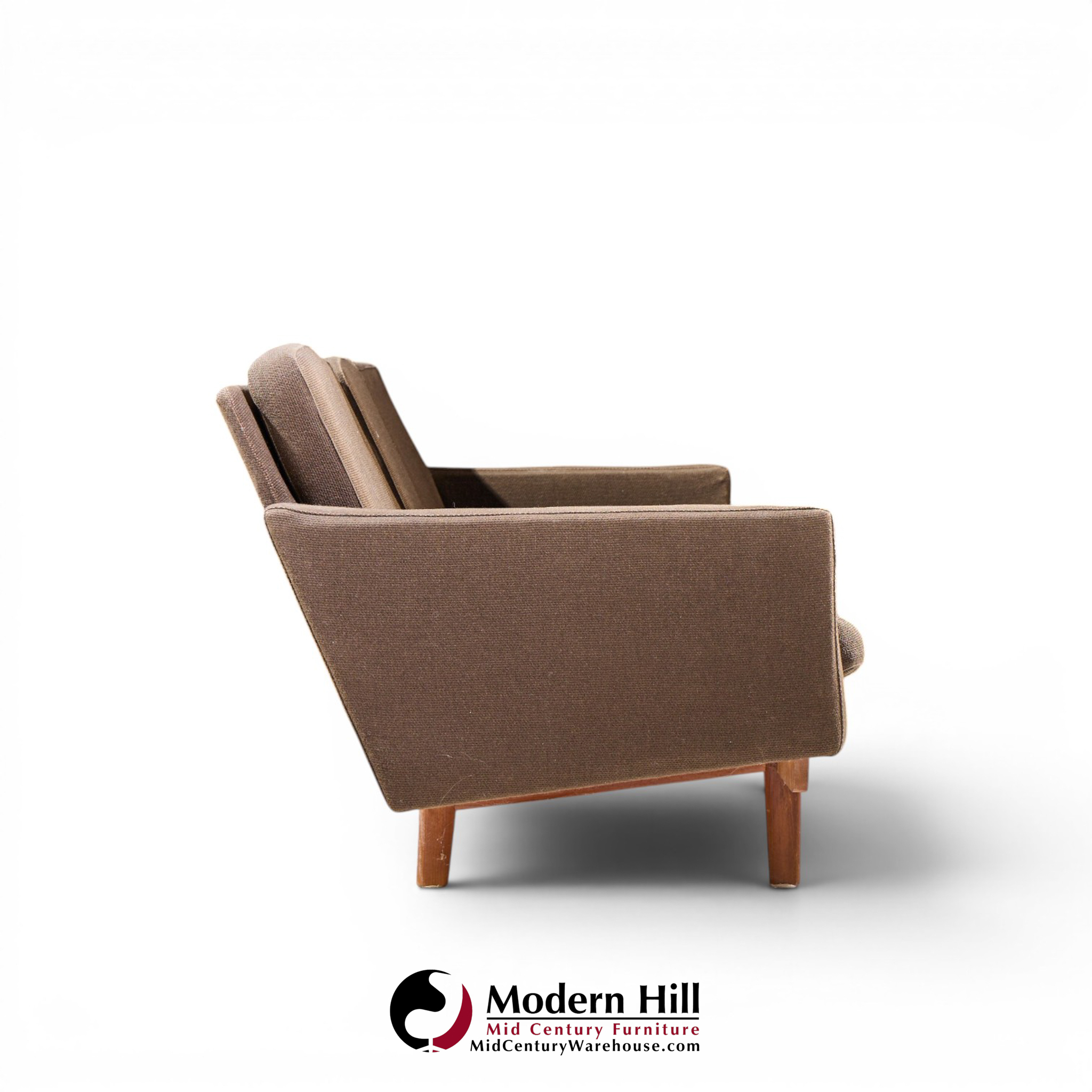 hans wegner style mid century danish teak 4 seater sofa