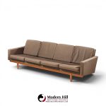 hans wegner style mid century danish teak 4 seater sofa