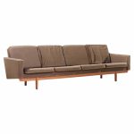 hans wegner style mid century danish teak 4 seater sofa